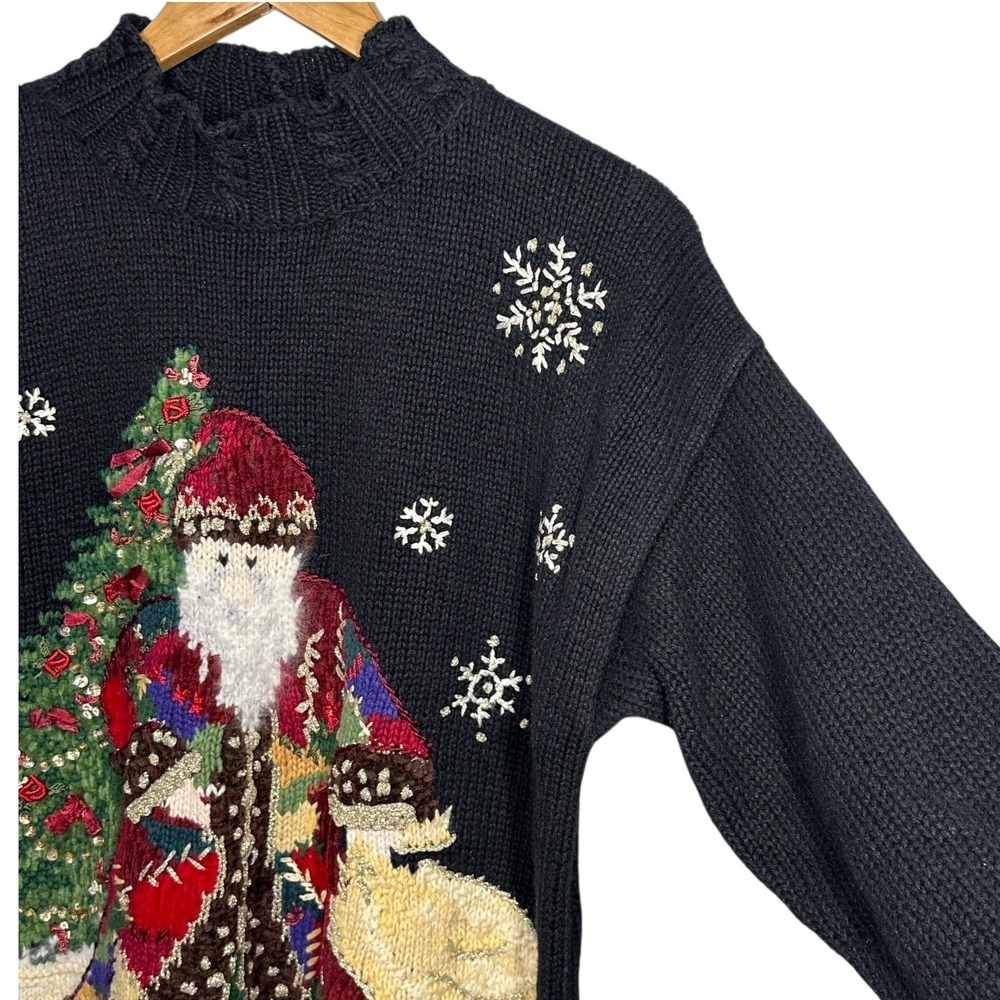 Vtg 90s Heirloom Collectibles Roll Neck Santa‎ Sweater Sz M Ugly Christmas Party - Picture 11 of 12